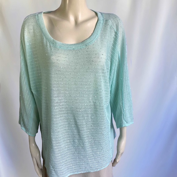 INC Studio Mint Knit Long Sleeved Top - Picture 2 of 3